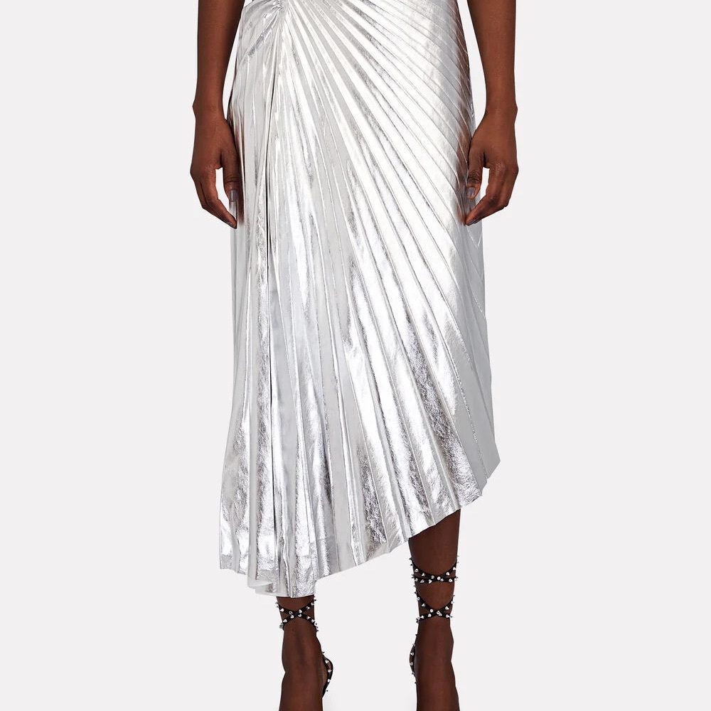 ALC silver pleated tori skirt NWT